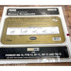Pioneer 12" X 12" Black Scrapbook Refill Pages For MB-10 FTM-12 BF-12 WF-12 TM-1